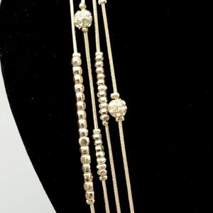 Chico's Gold & Crystal Long Double Strand Necklace